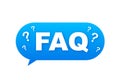 Frequently asked questions FAQ banner. Computer with question icons. Vector stock illustration. Royalty Free Stock Photo