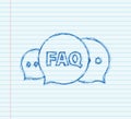 Frequently asked questions FAQ banner. sketch icon. Computer with question icons. Vector illustration. Royalty Free Stock Photo