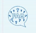 Frequently asked questions FAQ banner. sketch icon. Computer with question icons. Vector illustration. Royalty Free Stock Photo
