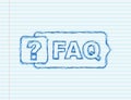 Frequently asked questions FAQ banner. sketch icon. Computer with question icons. Vector illustration. Royalty Free Stock Photo