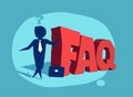 Frequently asked questions icon with a businessman standing near