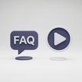 Frequently asked questions and play button icons representing information and media isolated on white background Royalty Free Stock Photo