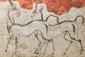 Fresco with Antelopes from Akrotiri, Santorini, Cyclades, Greece Royalty Free Stock Photo