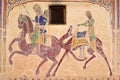 Fresco of Army Procession at Historic Uattara Haveli, Nawalgarh, Rajasthan, India