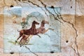 Fresco with the Aurighi in a corridor of the Aurighi tenement in the archaeological excavations of Ancient Ostia