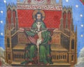 Fresco in Bayeux Cathedral - Saint and Jesus on the Cross