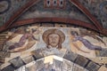 Fresco ceiling of Charles Bridge tower. Prague, Czech Republic, 18 May 2022