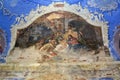 Fresco `Christmas` on a wall of church of the Fedorovsky icon of the Mother of God. Uglich, Yaroslavl region