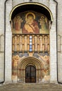 Fresco of Dormition Assumption Cathedral exterior at Moscow Kremlin, Russia