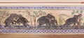 Fresco with elephants in Badal Mahal, Kumbhalgarh fort in Rajasthan, India