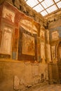 Fresco of Hercules, Juno and Minerva in the Augustal Hall in Herculaneum, the ancient Roman city of Ercolano in Campania in Italy Royalty Free Stock Photo