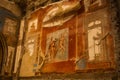 Fresco of Hercules, Juno and Minerva in the Augustal Hall in Herculaneum, the ancient Roman city of Ercolano in Campania in Italy Royalty Free Stock Photo