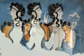 Fresco Ladies in Blue Royalty Free Stock Photo