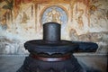 Lord shiva linga statue with Fresco Mural Thanjavur paintings in historical Brihadeeswarar temple in Thanjavur, Tamilnadu.