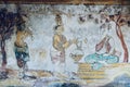 Fresco/mural paintings in ancient Brihadeeswarar temple in Thanjavur, Tamilnadu.