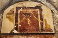 Fresco in one of the rooms near the frigidarium of the seven wise men spas in the archaeological excavations of Ostia Antica