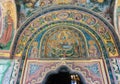 Fresco over the entrance to the main cathedral of the Troyan Monastery in Bulgaria