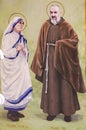 Fresco of Padre Pio and Mother Teresa in Valencia Royalty Free Stock Photo