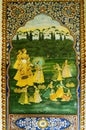 Fresco painting is situated in heritage mandawa haveli, jhunjhunu, shekhawati, Rajasthan, India