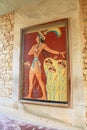 Fresco of Prince of the Lilies in the Palace of Knossos on Crete, Greece Royalty Free Stock Photo