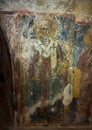 Fresco of Saint Nicholas in La Chiesa di San Lorenzo, Parco Rupestre Lama D`Antico Royalty Free Stock Photo