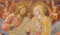 Fresco in San Gimignano - Jesus and Mother Mary Royalty Free Stock Photo