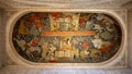 Fresco-style painting in the side arch of the Hall of the Kings in the Alhambra in Granada, Spain.