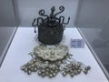 Silver crown and lock of Miao Nationality displayed in Huangguoshu folk custom museum