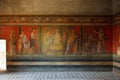 Fresco covers walls of villa of the mysteries in Pompeii (Pompei Royalty Free Stock Photo