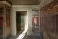 Fresco covers walls of villa of the mysteries in Pompeii (Pompei Royalty Free Stock Photo