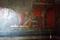 Fresco covers walls of villa of the mysteries in Pompeii (Pompei Royalty Free Stock Photo