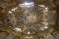 The frescoed ceiling of the Oratory of St. Philip (San Filippo) in the historic center of Genoa