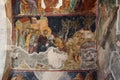 Teachings of Jesus. Frescoes of the ancient Byzantine church of Hagia Sophia in Trabzon. The remains of the ancient Royalty Free Stock Photo