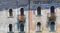 Frescoes on the Case Cazuffi-Rella in Trento Royalty Free Stock Photo