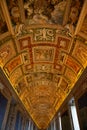 The frescoes on the ceiling of the gallery of maps in Vatican museum, Rome, Italy Royalty Free Stock Photo