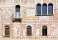 Frescoes on the Exterior Wall of the Castle of Spilimbergo Royalty Free Stock Photo