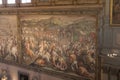 Frescoes by Giorgio Vasari in the Salone dei Cinquecento at Palazzo Vecchio, Florence, Italy. Royalty Free Stock Photo