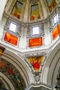 Frescoes high up in dome of cathedral. Royalty Free Stock Photo