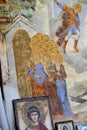 Frescoes in an orthodox monastery St. George the Victorious in Rajchica, Macedonia.