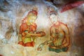 Frescoes in Sigiriya Lion Rock. Apsaras. Sri Lanka. Royalty Free Stock Photo