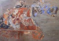 The frescoes on the wall of the palace of Ancient Penjikent, Tajikistan Royalty Free Stock Photo