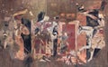 The frescoes on the wall of the palace of Ancient Penjikent, Tajikistan Royalty Free Stock Photo