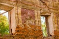 Frescoes on the walls of an old abandoned manor house of the 18th century