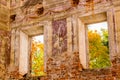 Frescoes on the walls of an old abandoned manor house of the 18th century
