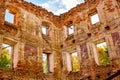 Frescoes on the walls of an old abandoned manor house of the 18th century