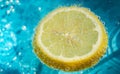 fresf lemon, bubbles, and clear and water Royalty Free Stock Photo