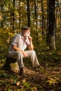 Fresh air. Idyllic moments. Grandpa vintage outfit in nature. Elderly people care. Nursing home. True values. Meaning of Royalty Free Stock Photo