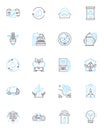 Fresh air linear icons set. Oxygen, Nature, Breeze, Cleanliness, Environment, Health, Revitalizing line vector and