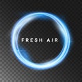 Fresh air round circle wind movement vector wave isolated. Spa fresh air round twirl effect clean air flow transparent