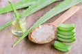 fresh aloe vera leaf with sliced and gel product